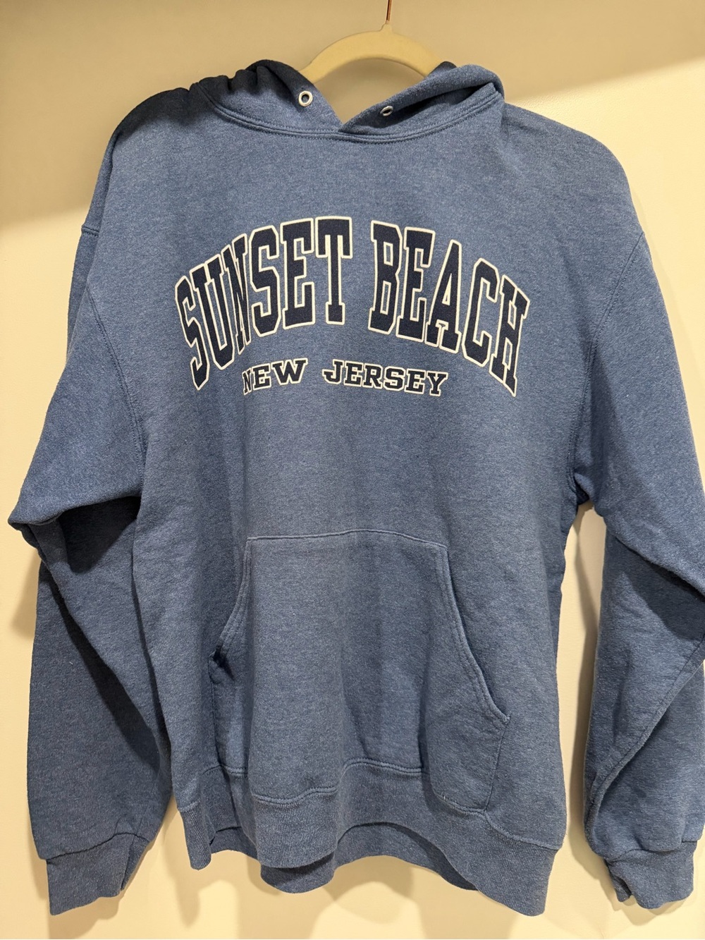 Jerzees Blue 'Sunset Beach New Jersey' Pullover Hoodie